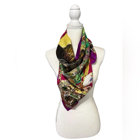 Hermes Multicolor Scarf with Purple and Yellow Accents - Picture 1 of 16